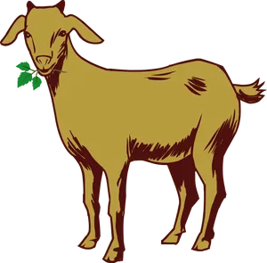 Goat_with_ Leaf_ Vector_ Art.png PNG image