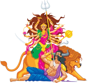 Goddess Durga Victory Over Mahishasura PNG image