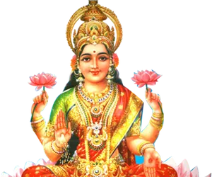 Goddess Lakshmi Holding Lotuses PNG