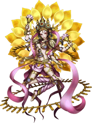 Goddess_ Lakshmi_ Multi Armed_ Form PNG image