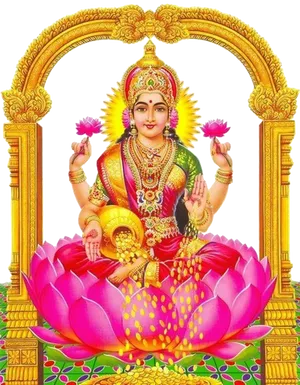 Goddess_ Lakshmi_on_ Lotus_ Flower.jpg PNG image