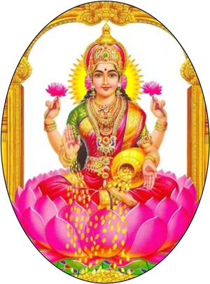 Goddess Lakshmi Seatedon Lotus PNG image