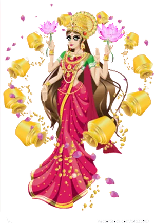Goddess_ Lakshmi_with_ Lotuses_and_ Golden_ Pots