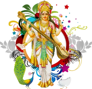 Goddess Saraswati Illustration PNG image