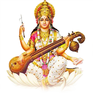 Goddess_ Saraswati_ Seated_ With_ Veena PNG image