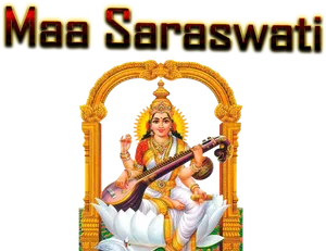 Goddess Saraswati Traditional Depiction PNG image