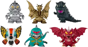 Godzilla_and_ Kaiju_ Figurines_ Collection PNG image