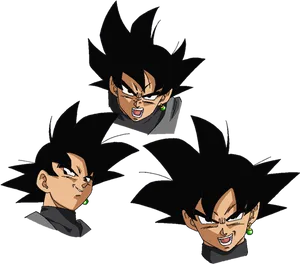 Goku_ Black_ Expressions_ Anime PNG image