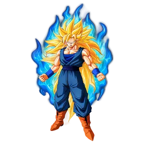 Goku Ssj3 Surrounded By Flames Png Xvv PNG image