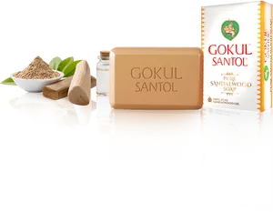 Gokul Santol Sandalwood Soap Product Presentation PNG image