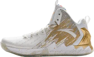 Gold Accented High Top Basketball Shoe PNG image