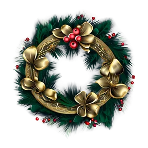 Gold Accents Christmas Wreath Png 05232024 PNG image