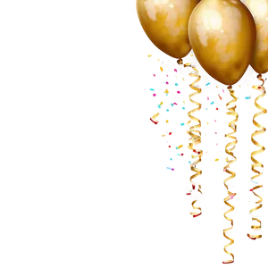 Gold Balloon With Confetti PNG 06212024