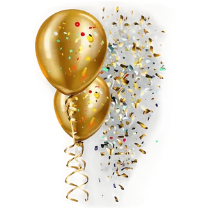Gold Balloon With Confetti PNG Plw41 PNG