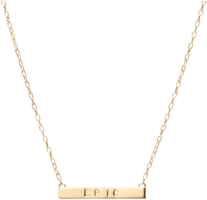 Gold Bar Chain Necklace Epic Engraving PNG image