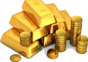 Gold Barsand Coins Wealth Concept PNG image