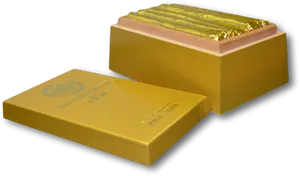 Gold Barsin Open Wooden Box PNG