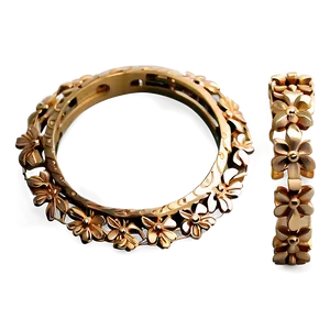 Gold Bracelet With Floral Design PNG 90 PNG