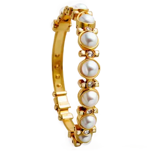 Gold Bracelet With Pearls PNG Eqj20
