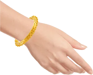Gold Braceleton Wrist Display PNG image