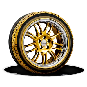 Gold Car Wheel PNG 06122024