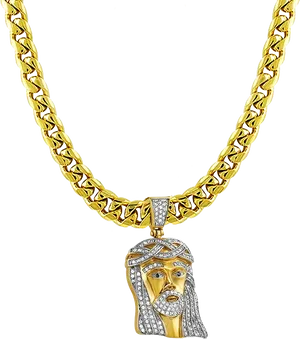 Gold Chain Jesus Pendant PNG image
