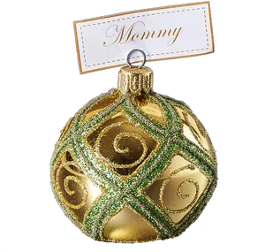 Gold Christmas Ornament Mommy Tag PNG image