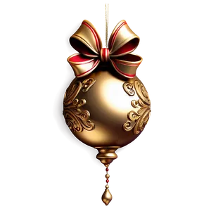 Gold Christmas Ornament With Bow PNG Uat65 PNG