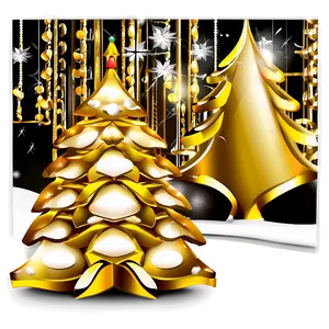 Gold Christmas Tree In Elegant Room PNG 06282024