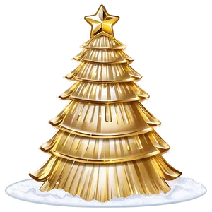 Gold Christmas Tree In Snowy Scene PNG 63 PNG