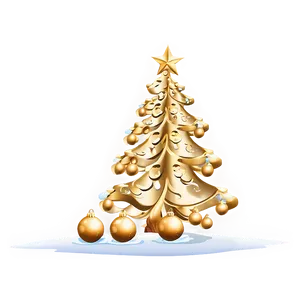 Gold Christmas Tree In Snowy Scene PNG Qsh PNG