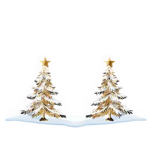 Gold Christmas Tree In Snowy Scene PNG Sde65 PNG