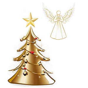 Gold Christmas Tree With Angel Topper PNG Jbf PNG