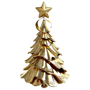 Gold Christmas Tree With Angel Topper PNG Rbg94 PNG