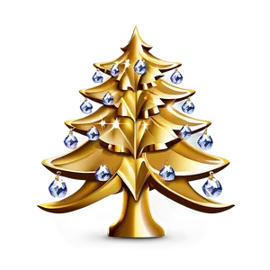 Gold Christmas Tree With Crystal Ornaments PNG 06282024 PNG