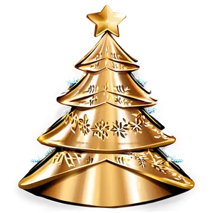 Gold Christmas Tree With Festive Bows PNG 06282024