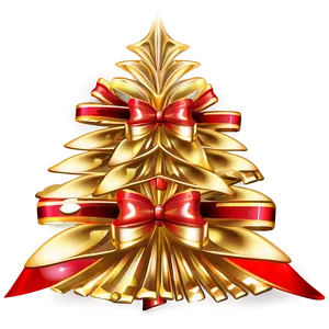 Gold Christmas Tree With Festive Bows PNG Mby PNG