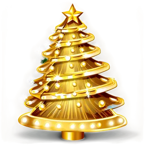 Gold Christmas Tree With Twinkling Lights PNG Luv