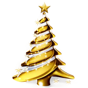 Gold Christmas Tree With Twinkling Lights PNG Pbi