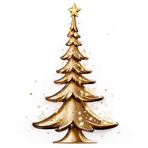 Gold Christmas Tree With Twinkling Lights PNG Svh