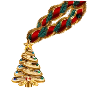 Gold Christmas Tree With Velvet Ribbons PNG Lqc