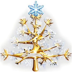 Gold Christmas Tree With White Snowflakes PNG 70