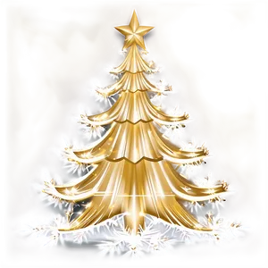 Gold Christmas Tree With White Snowflakes PNG Aey61 PNG