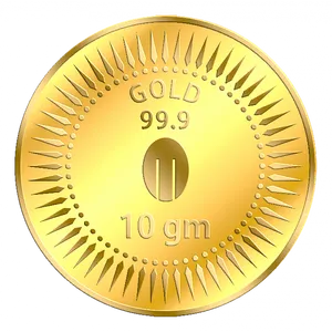 Gold Coin10 Grams Purity Mark PNG image