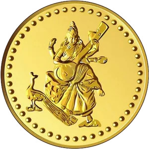 Gold Coinwith Deity Embossed PNG image