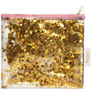 Gold Confetti Cosmetic Bag PNG image