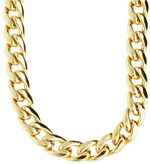 Gold Diamond Cuban Link Chain PNG image