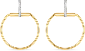 Gold Diamond Hoop Earrings PNG