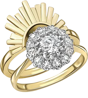 Gold Diamond Sunburst Ring