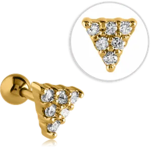 Gold Diamond Triangle Stud Earring PNG image